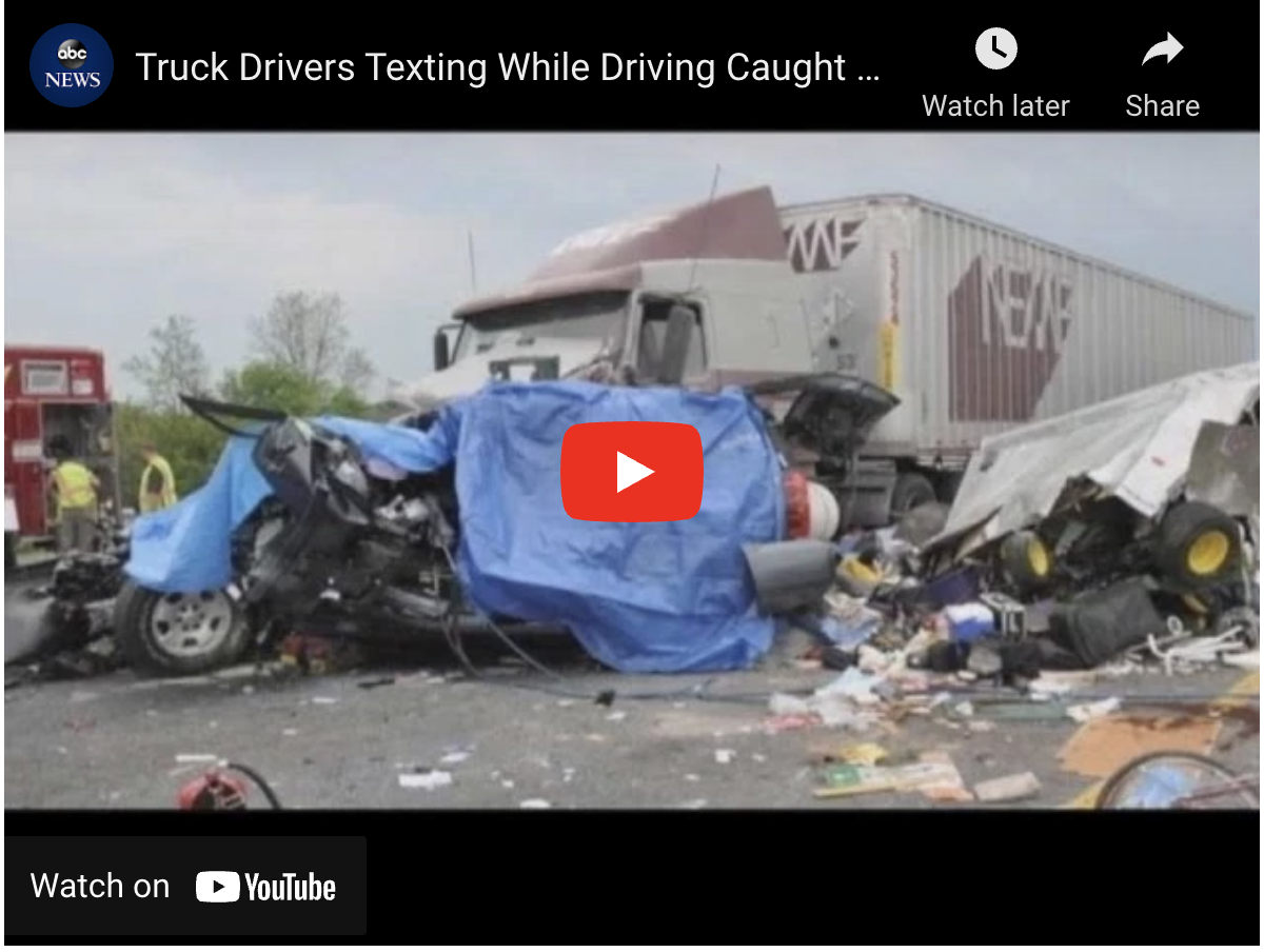 Screenshot of youtube video containing wrecked semi