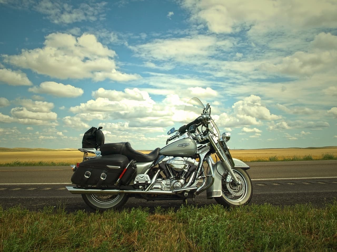 Motorcycle in front of blue sky