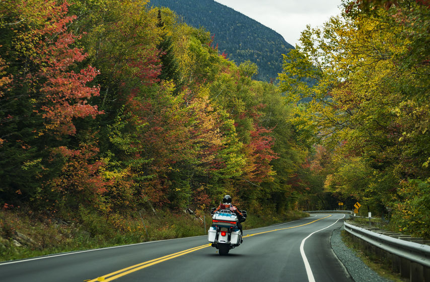 Motorcycle driving on the road on the White Mountains