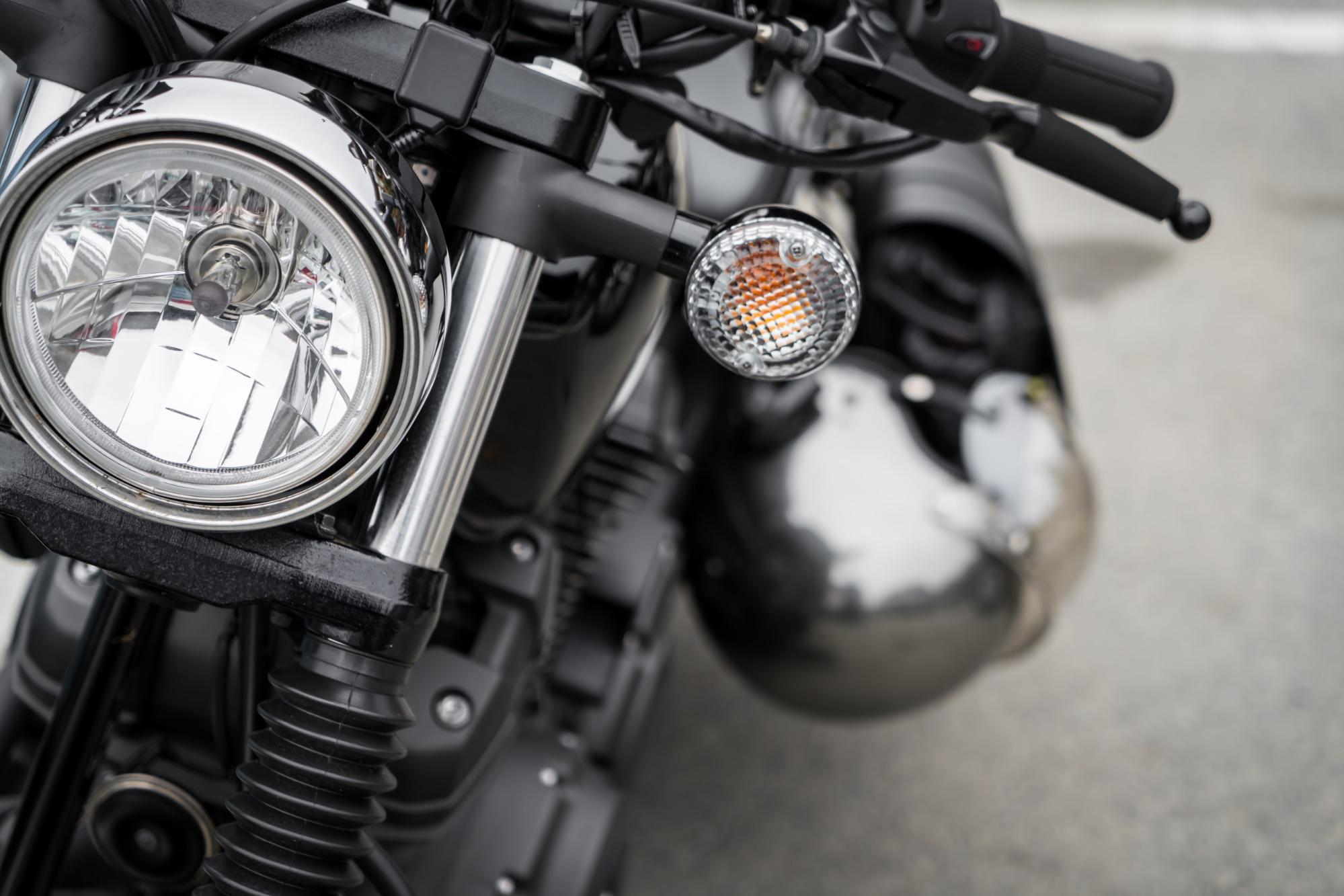 front end and headlight of motorcycle