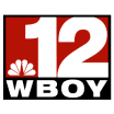 WBOY logo featuring a large red number 12, the NBC peacock logo, and "WBOY" in bold white text on a black background.